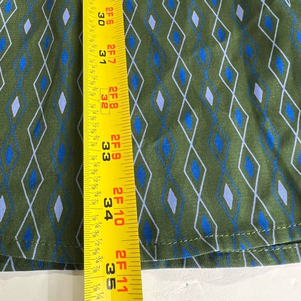 41 Hawthorn geometric diamond Forrest green roll tab sleeve S lightweight office - Picture 10 of 10